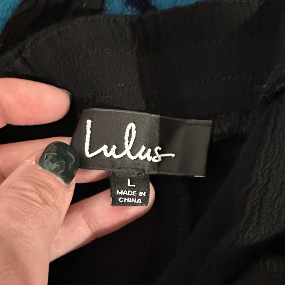*LULUS* Black Convertible Halter Tie Ankle Cuff Jumpsuit Size Large - Picture 9 of 9